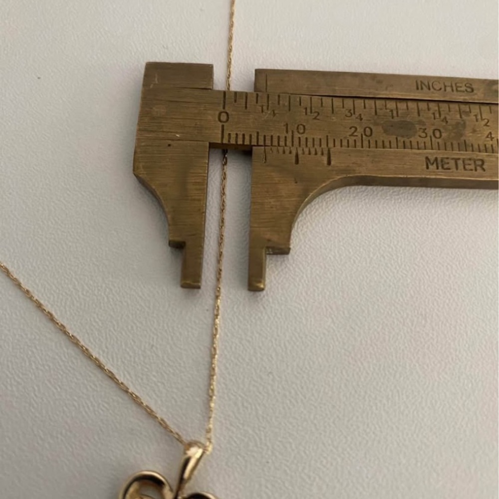 10k yellow Gold Double Heart Diamond Pendant And 10k Gold fine Necklace - Picture 4 of 6